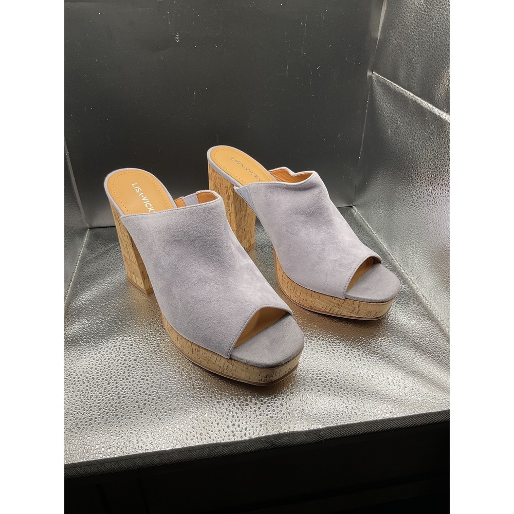 Lisa Vicky Suede Block‎ Heel Sandals Grey Size 11M
